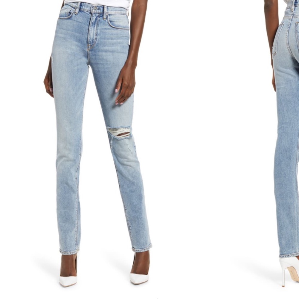 HUDSON JEANS Holly Ripped High Waist Straight Leg